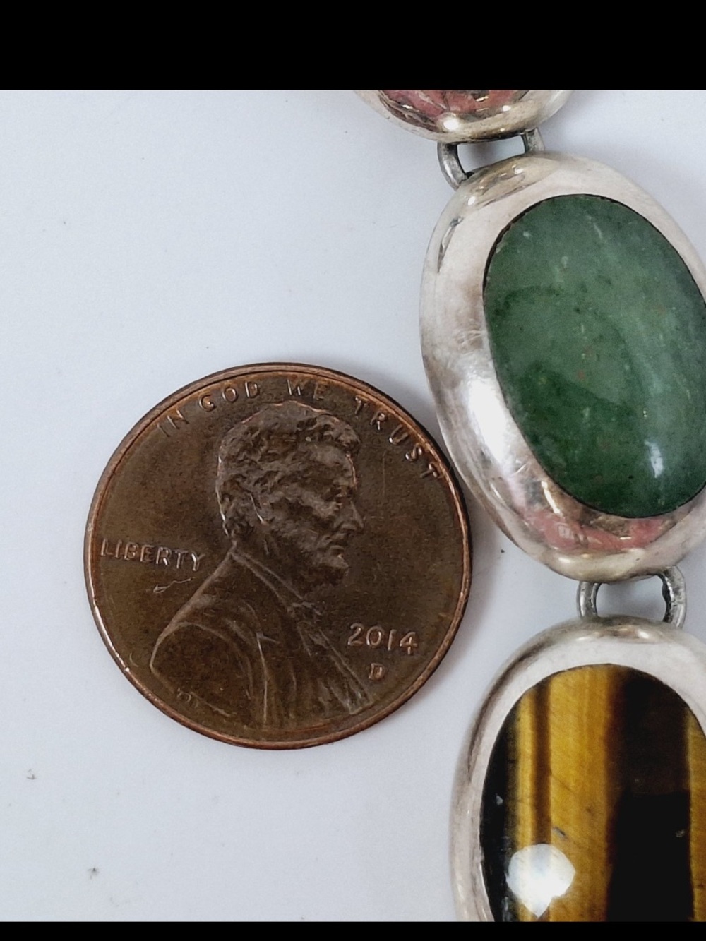 Vintage 1950s Taxco Mexico 925 Sterling Silver Multi Gemstone Link Bracelet - Picture 15 of 15